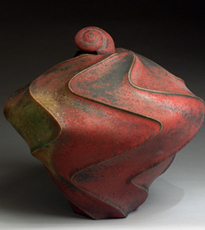 Red/Black Vessel with Small Shell by Jim Connell